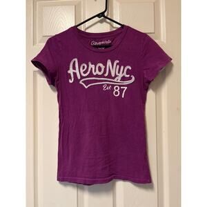 Aero NYC Y2K Babydoll Tee est.‎ 87 Vintage purple Bella swan preppy